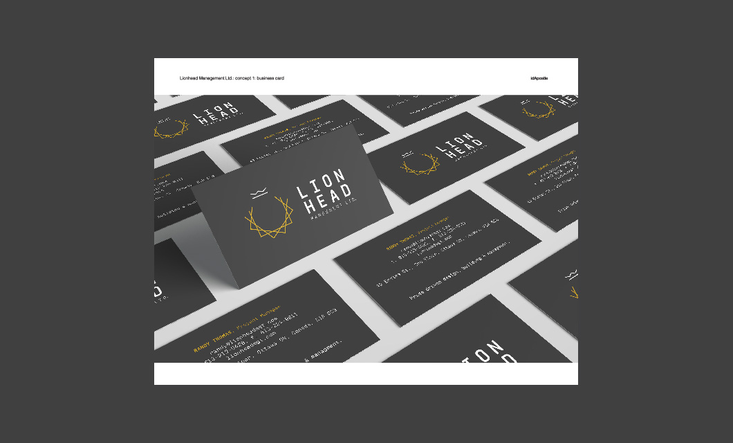 Design presentation deck for Lionhead branding and logo design: Business Card Design Page