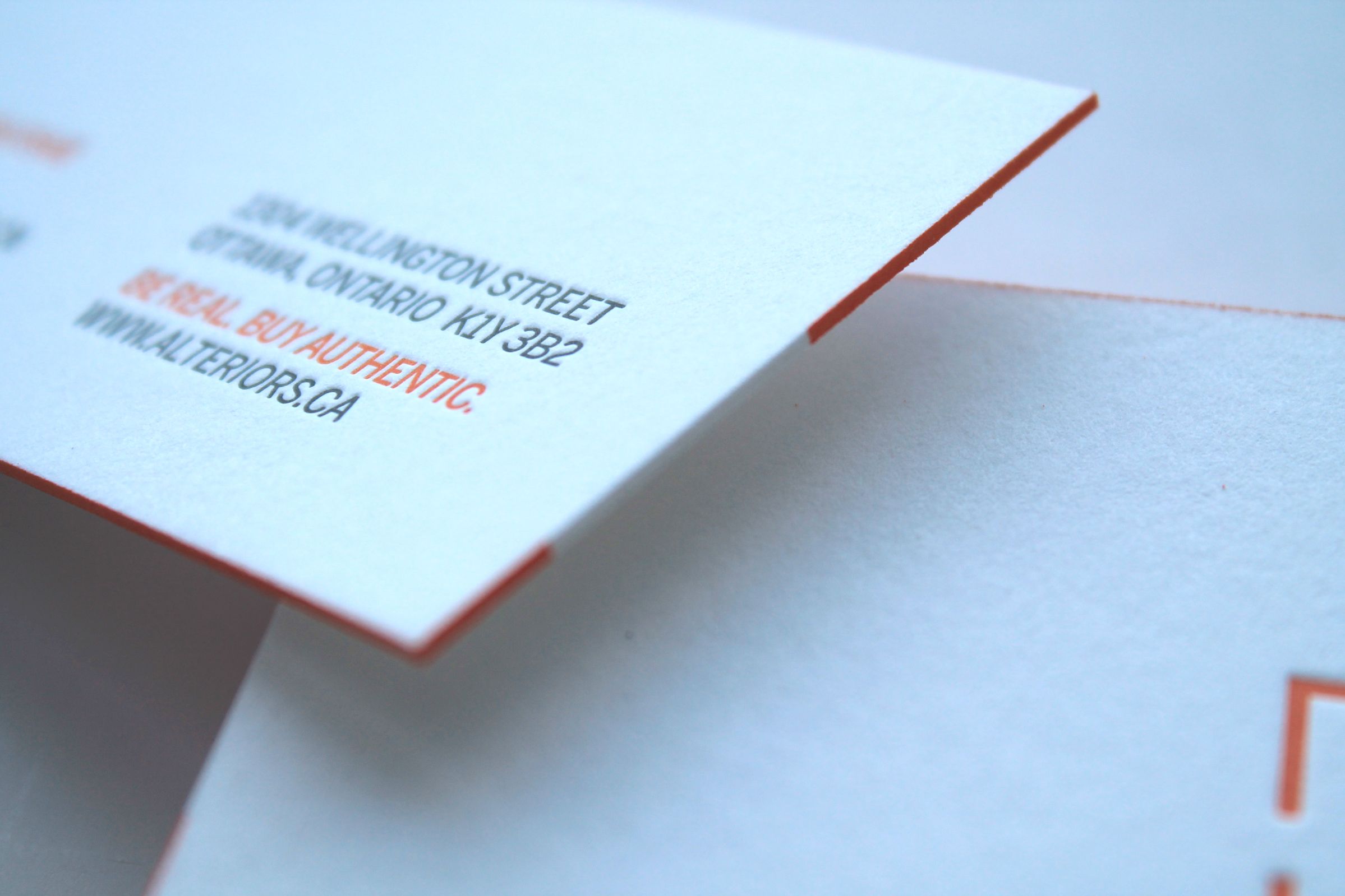 Letterpress Business Card for Alteriors, an Ottawa retail furniture store, by Graphic Designer idApostle
