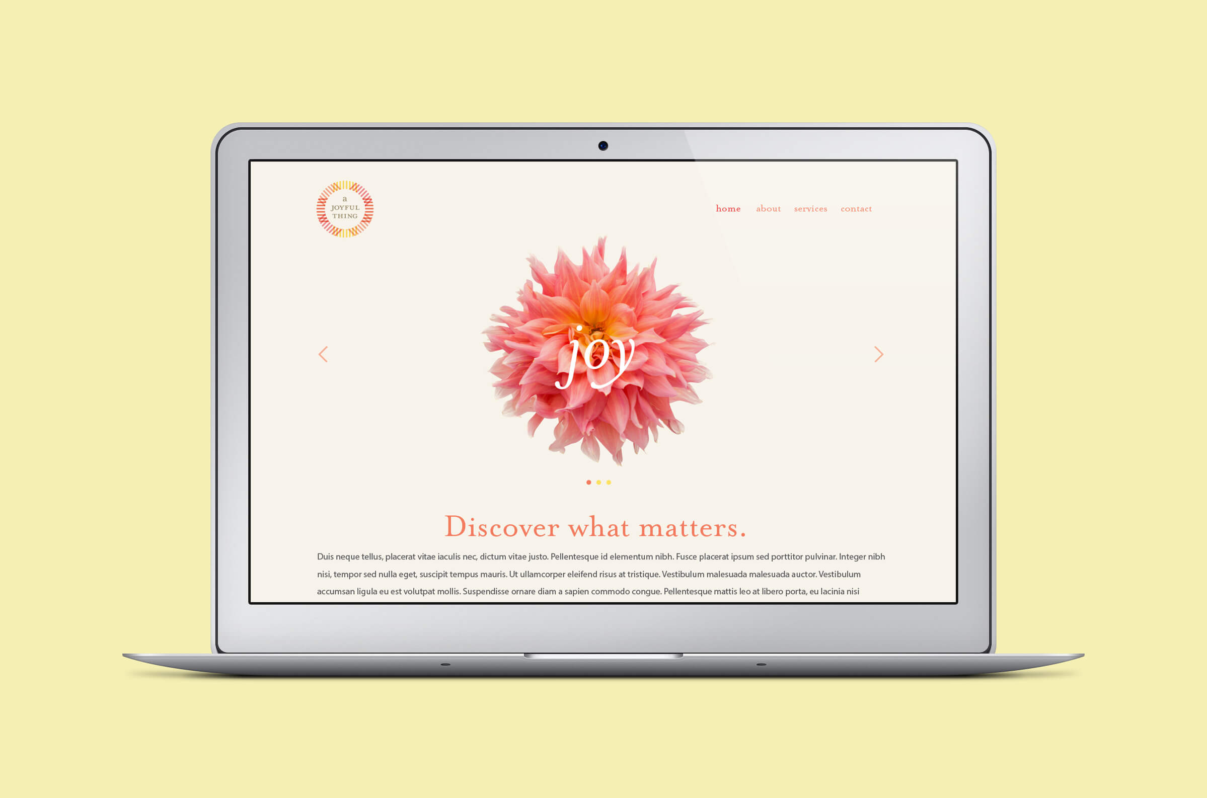 Website for A Joyful Thing, a well-being company by Ottawa Graphic Design Studio idApostle