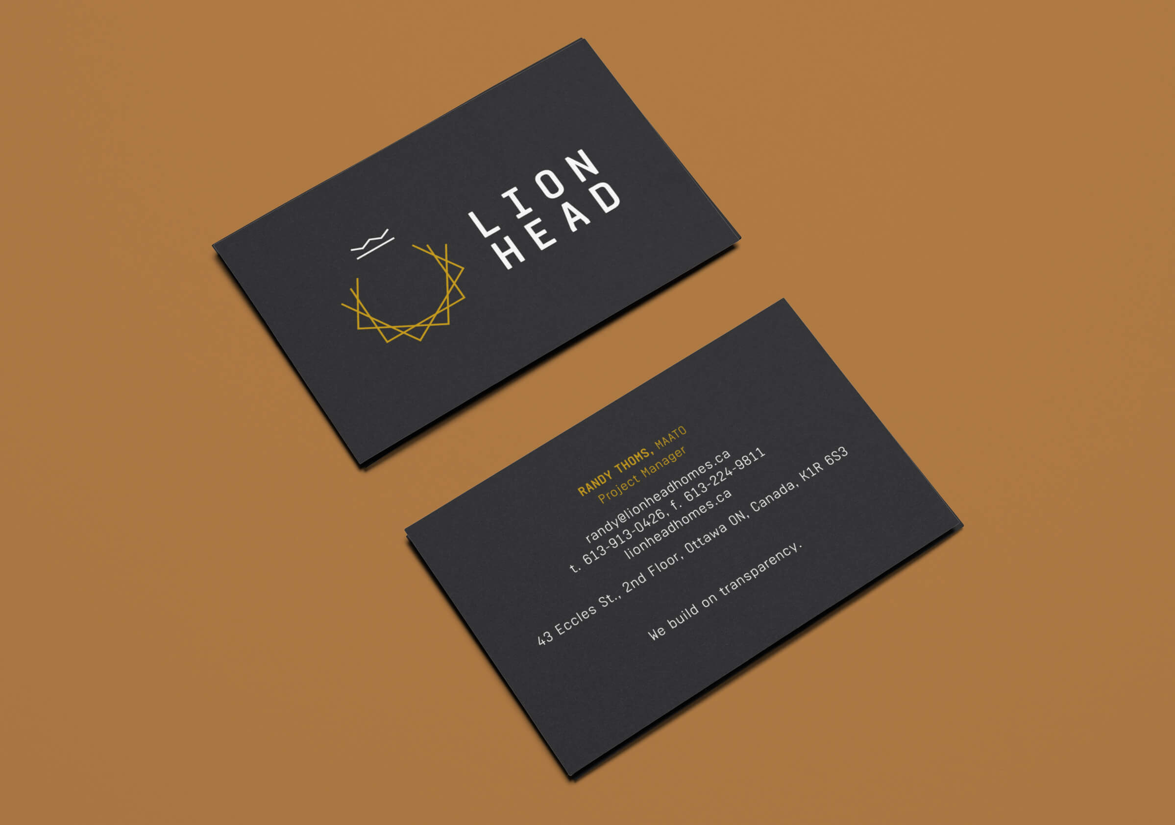 Business Cards for Lionhead, an Ottawa building firm by Graphic Design Studio idApostle