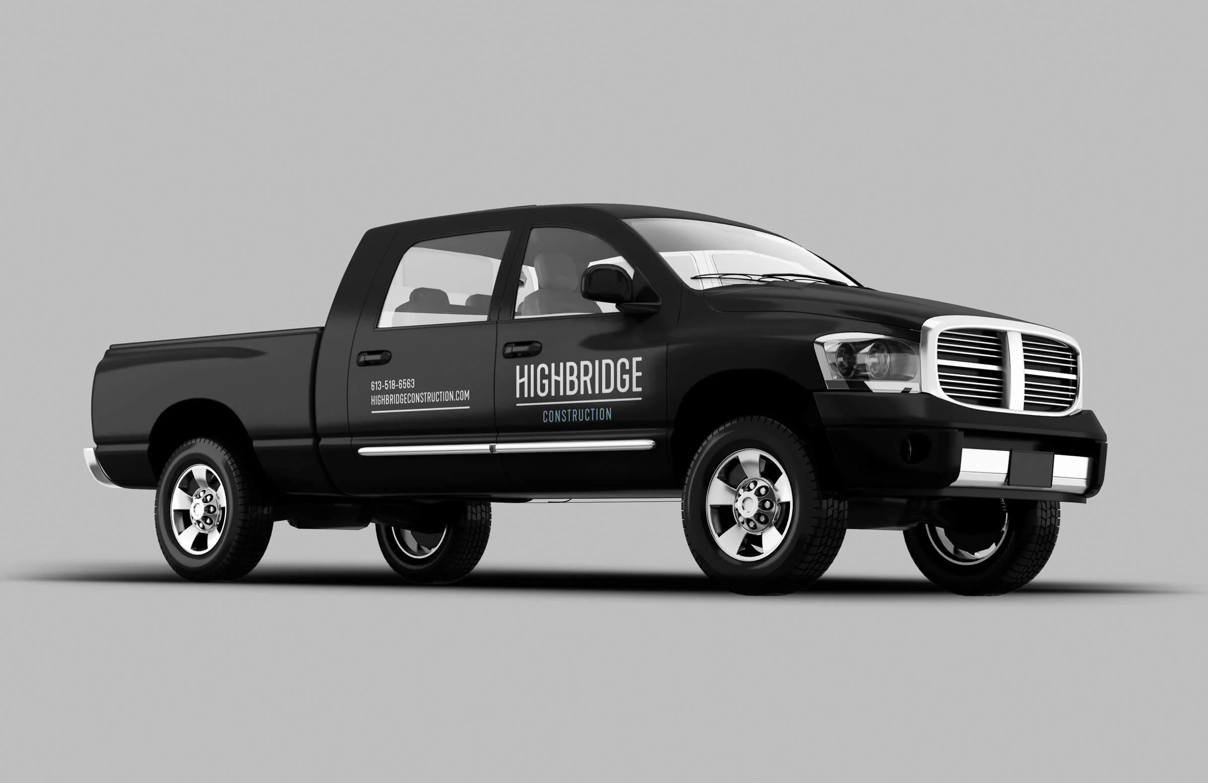 Highbridge Construction vehicle wrap for Ottawa-based general contractor by graphic designer idApostle