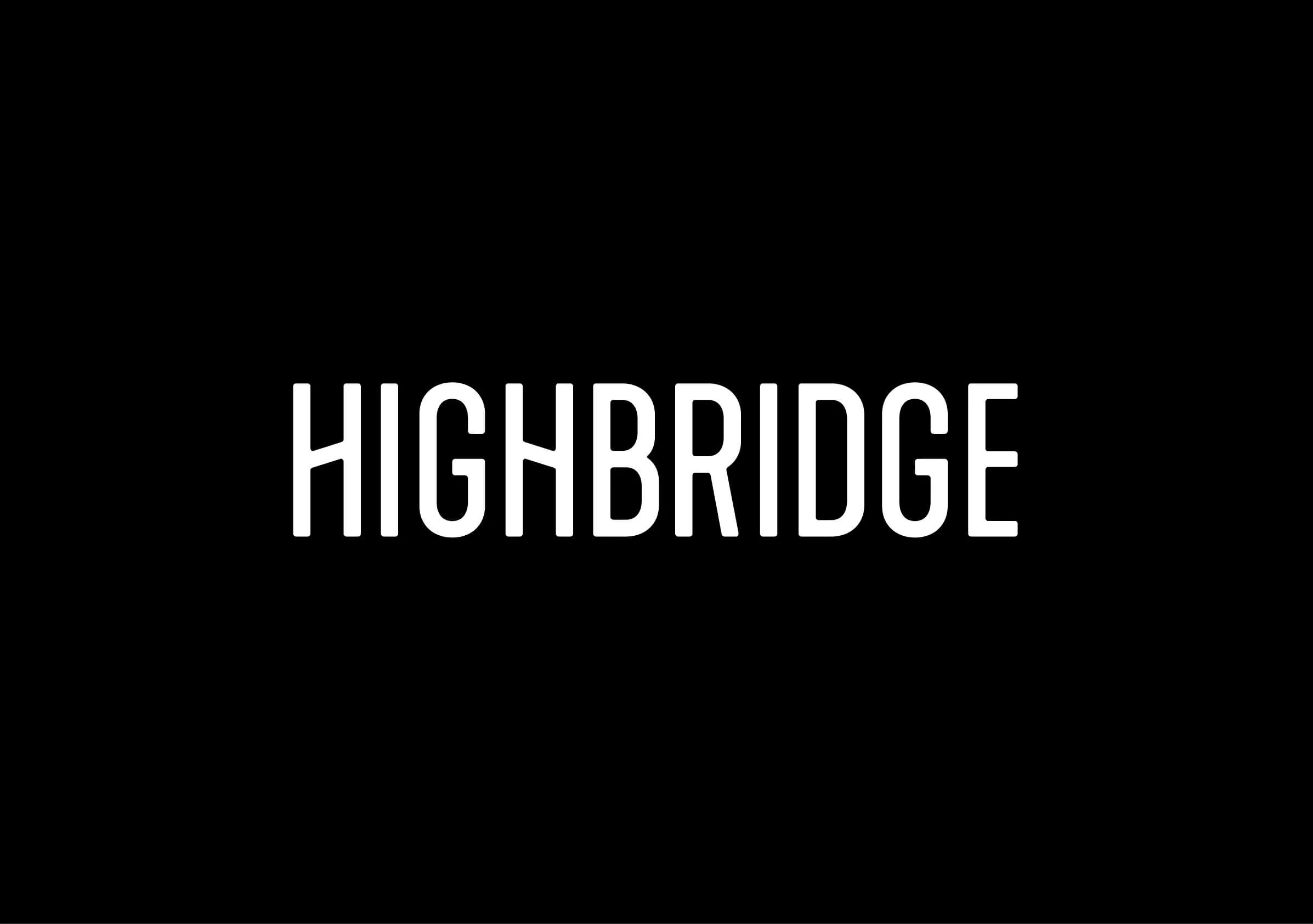 Highbridge Construction logo reversed for Ottawa-based general contractor by graphic designer idApostle