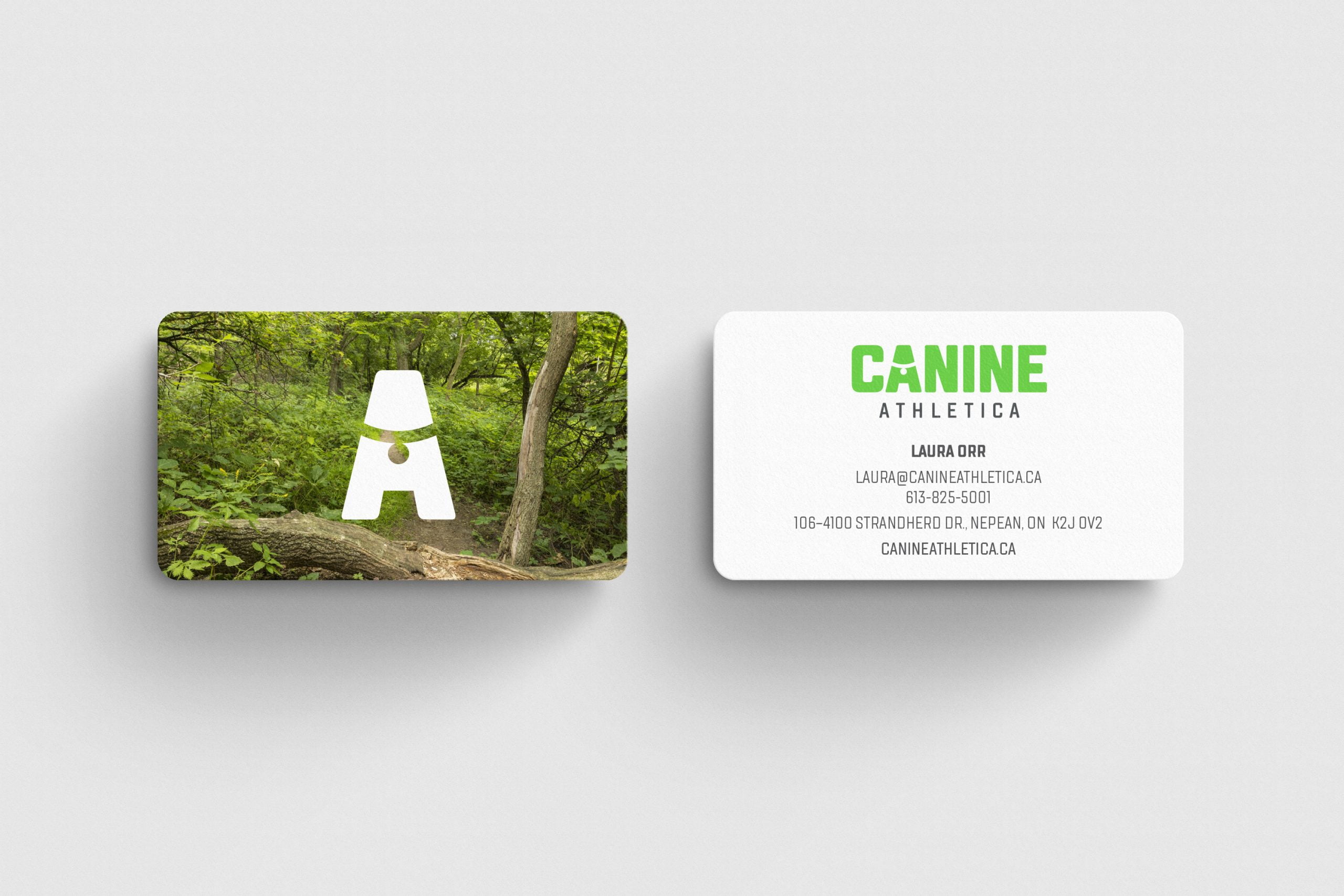 Canine Athletica business cards by Ottawa graphic designer idApostle